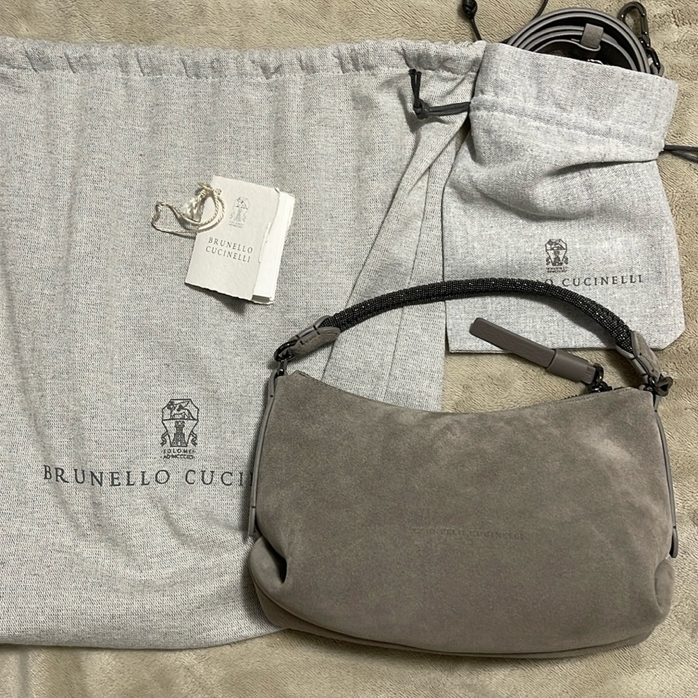 Brunello Cucinelli Grey Suede bag